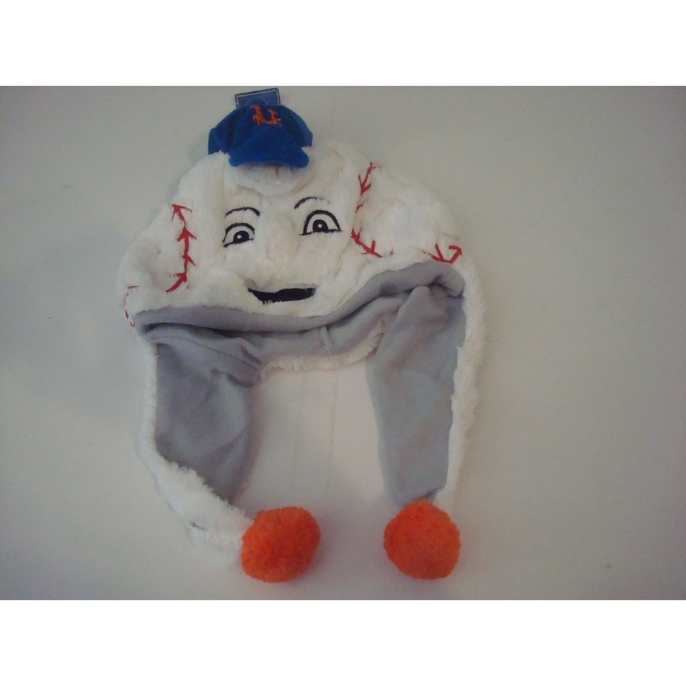 NEW YORK METS MR. MET Y2K 00S BEANIE KNIT TOBOGGAN HAT CAP VINTAGE DEADSTOCK st6
